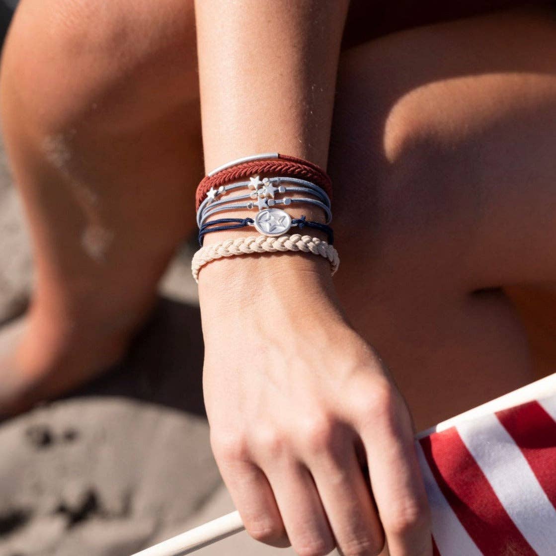 Brave Hair Tie Bracelet Set – Red, White & Blue | Medium