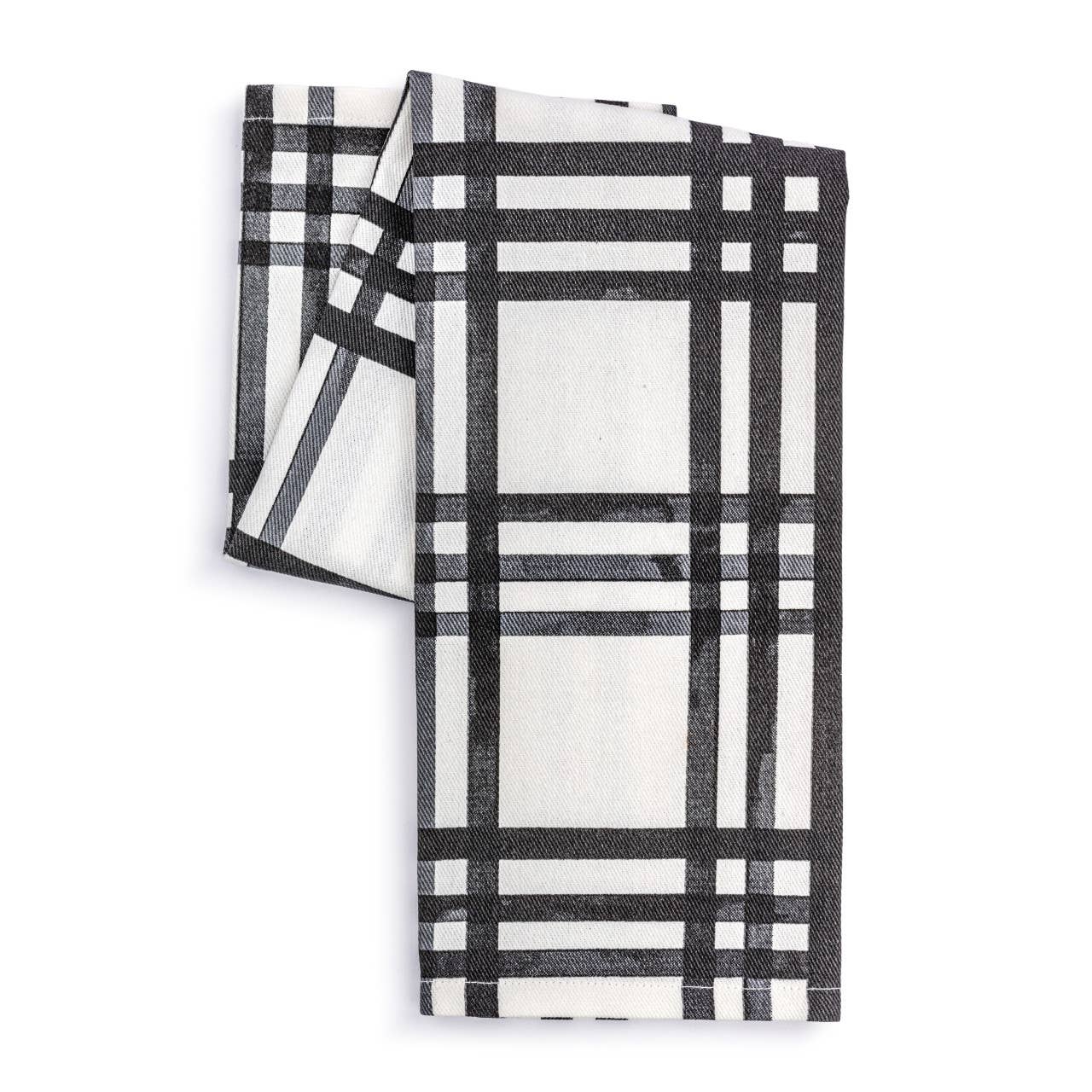 Black Plaid Cotton Twill Kitchen Towel