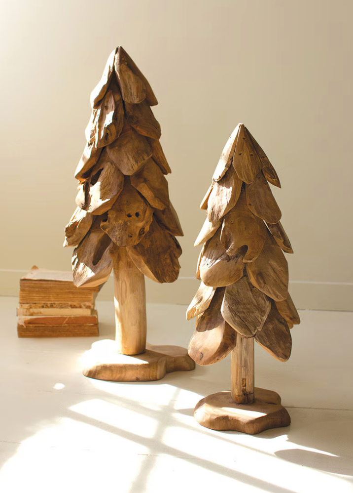 Rustic Teak Decorative Christmas Tree | Small