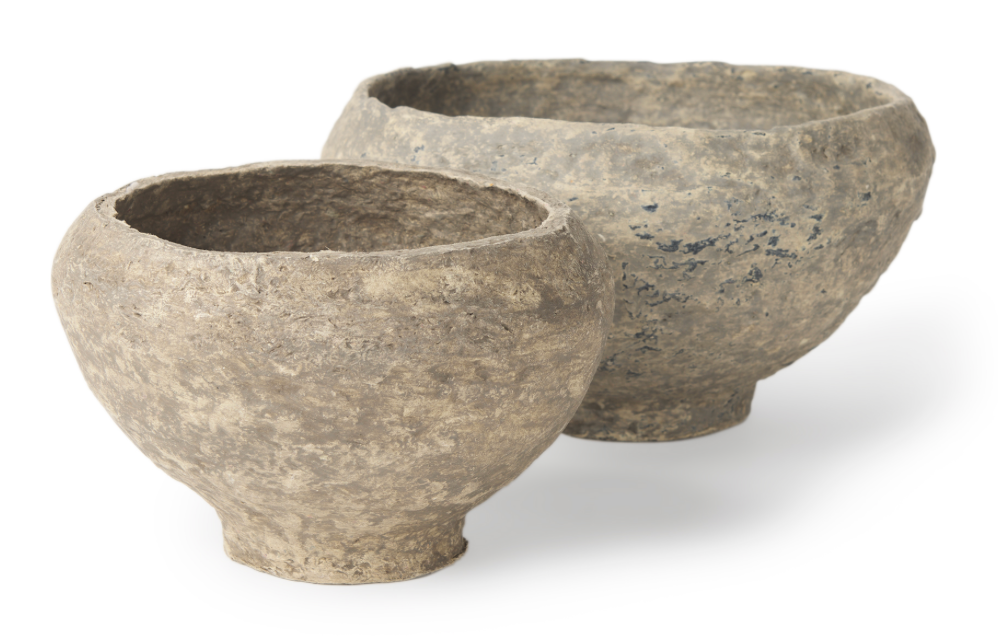Sonu Gray Paper Mache Half-Pot Bowl, Large