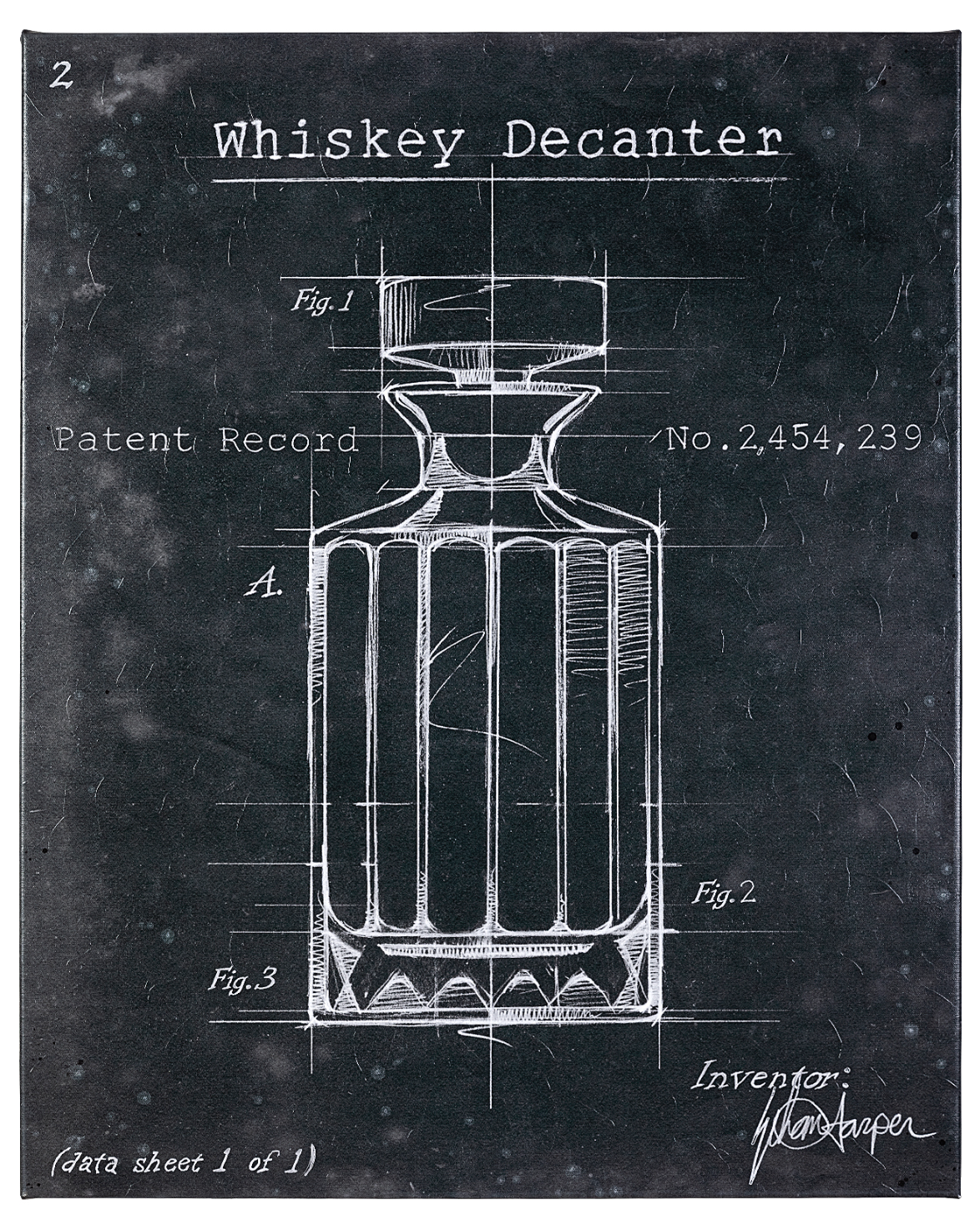 Barware Blueprint VII Framed Canvas Art