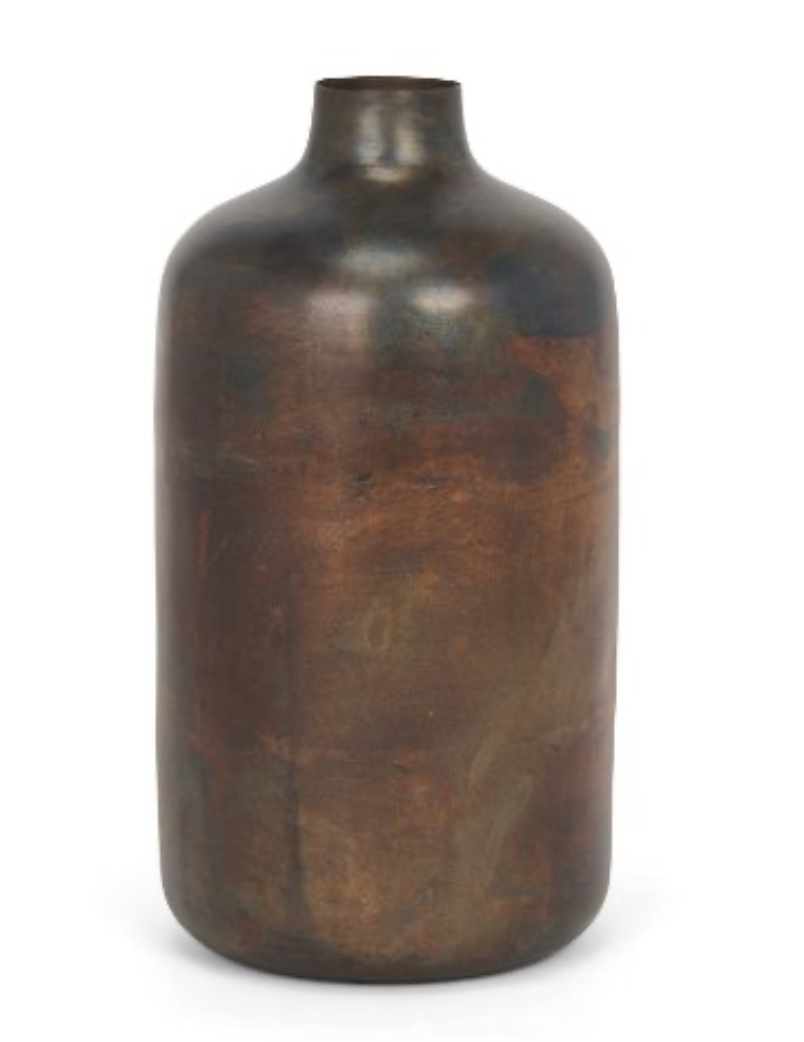 Daya Tall Antiqued Gold Metal Vase