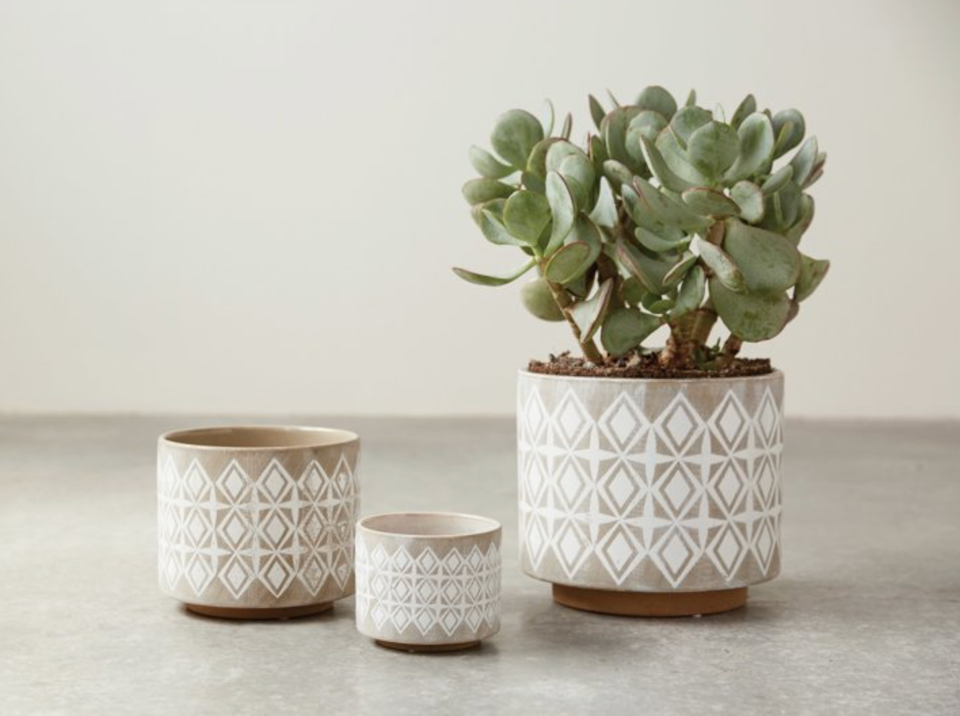 Geometric Stoneware Planter