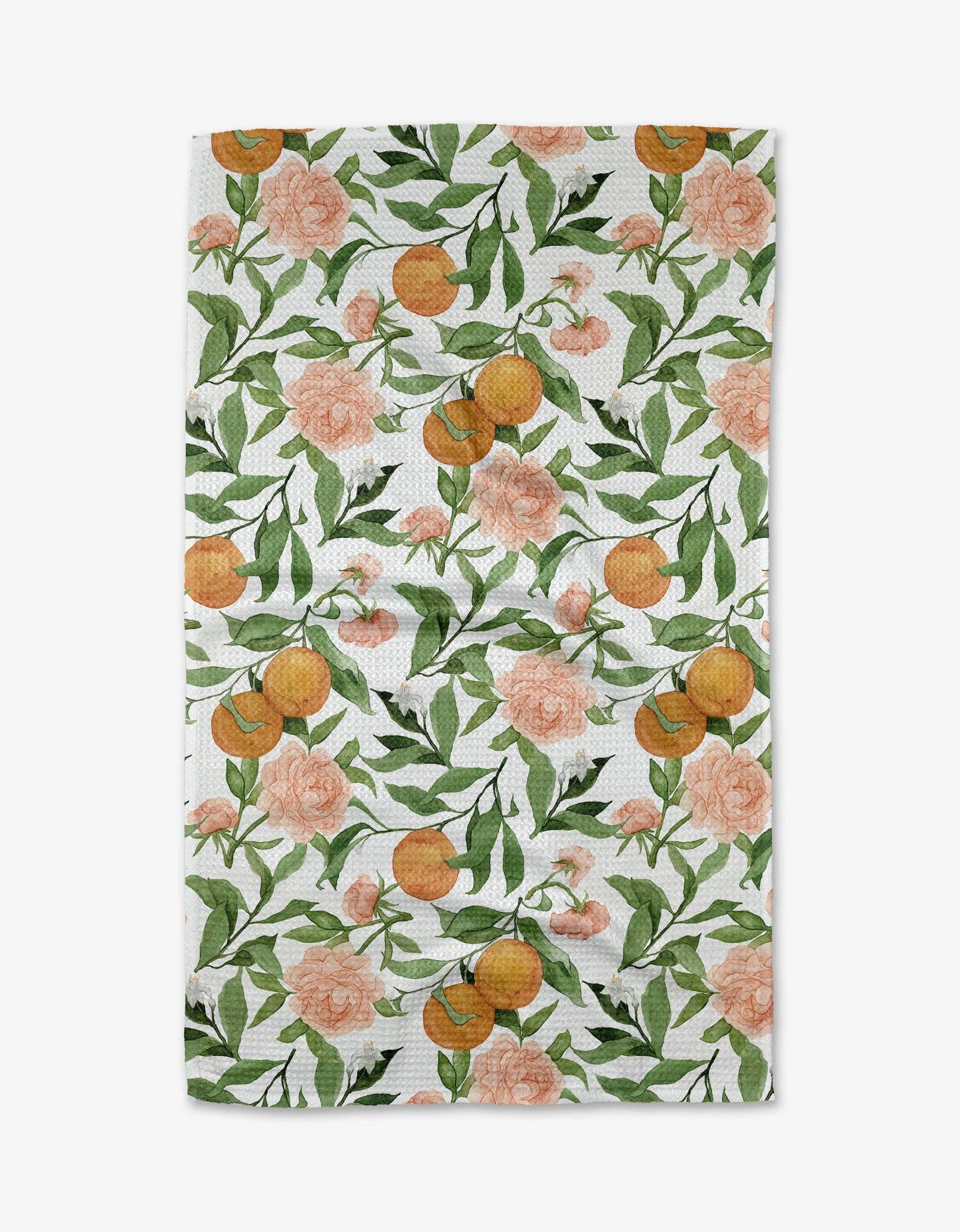 A Peony For Your Thoughts Tea Towel featuring watercolor floral artwork by Emily Lex.