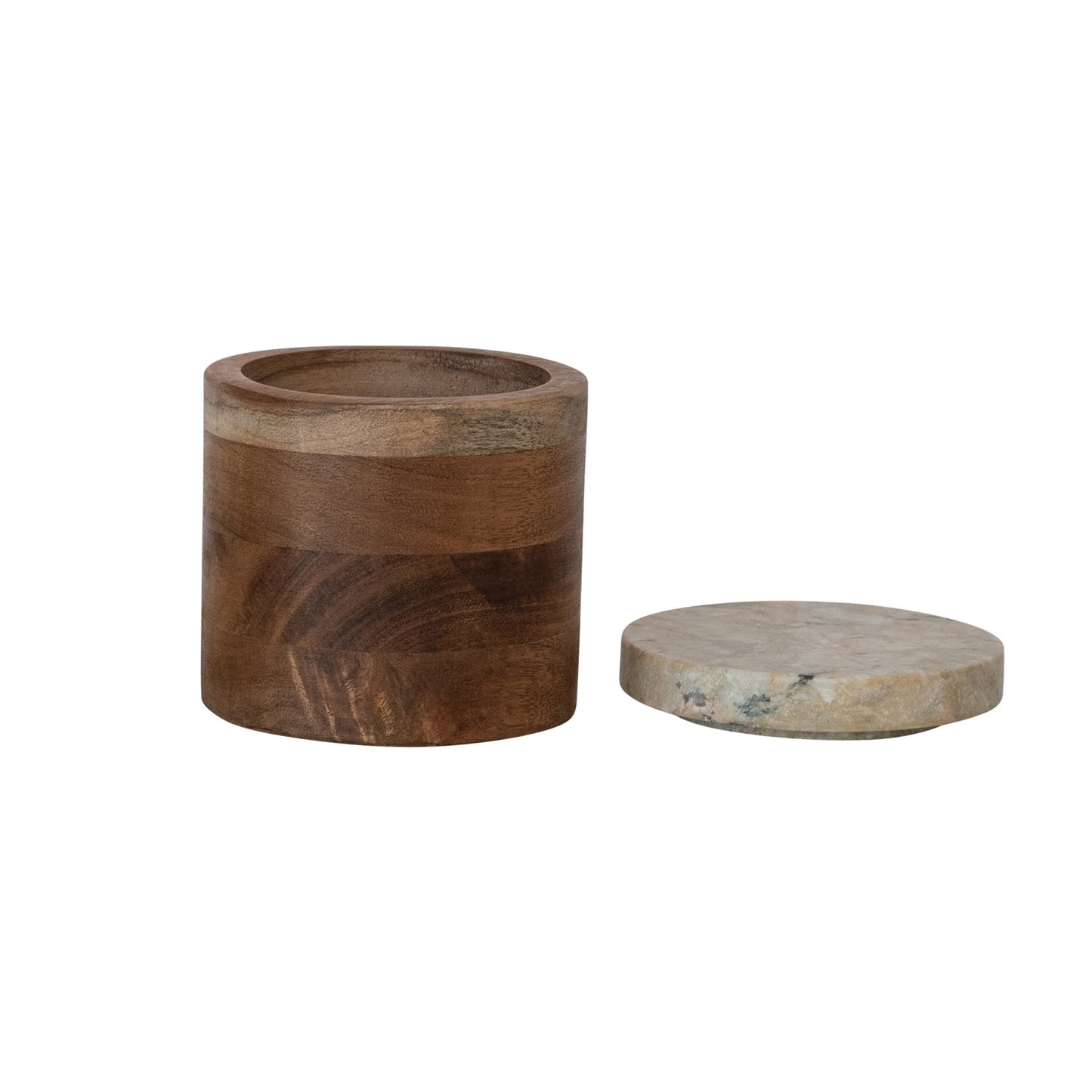 Acacia Wood Container with Marble Lid, Small