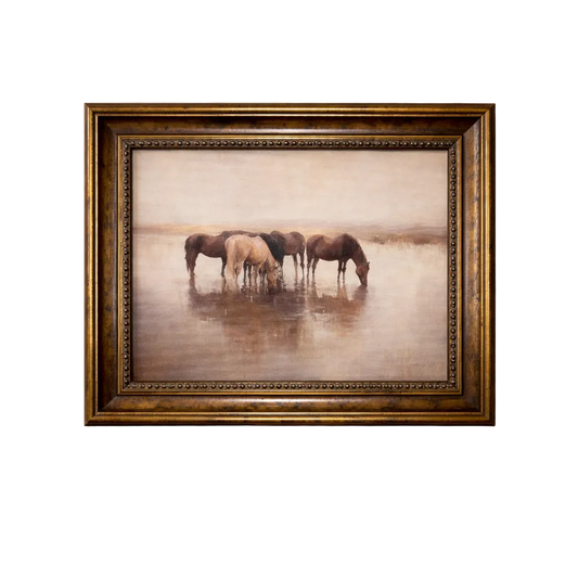 Horse Herd Framed Wall Art – French Beaded Brass