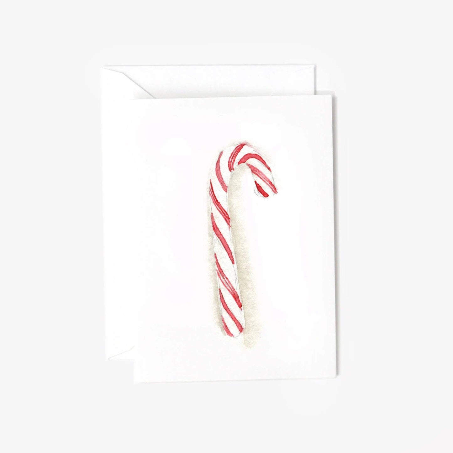 Candy Cane Holiday Mini Enclosure Card by Emily Lex featuring an original watercolor illustration of a classic red and white candy cane.