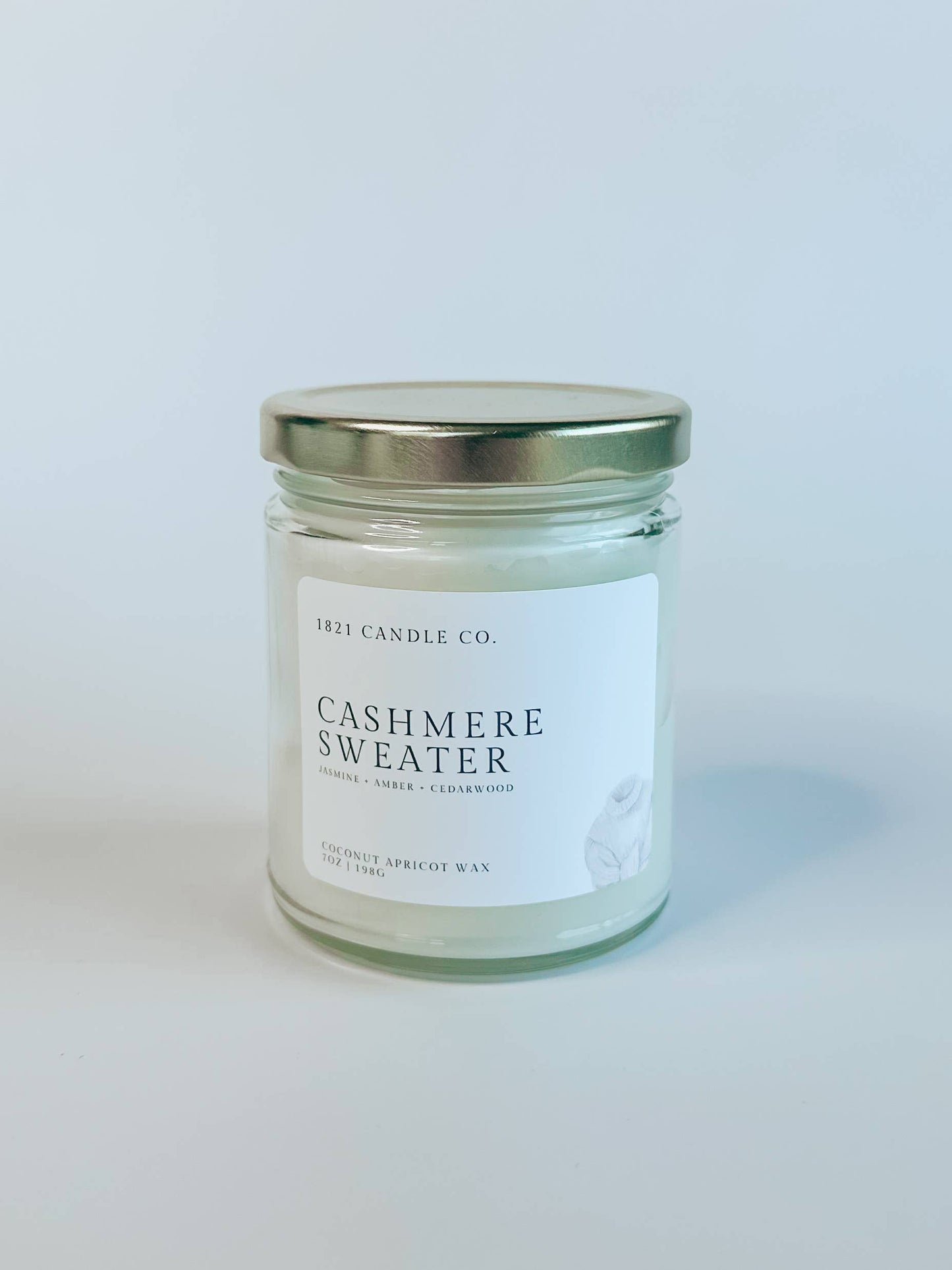 Cashmere Sweater 7 oz coconut apricot wax candle hand-poured in Bonney Lake, Washington by 1821 Candle Co.