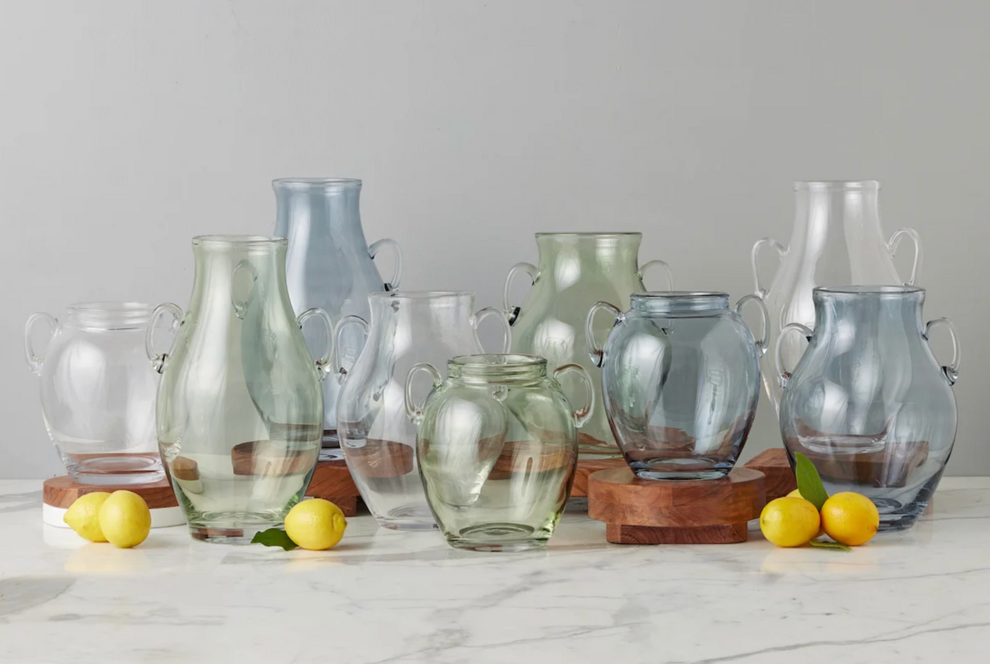 Denim Glass Amphora Vase – Small