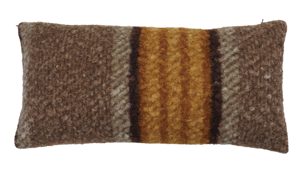 Faux Sherpa Striped Lumbar Pillow