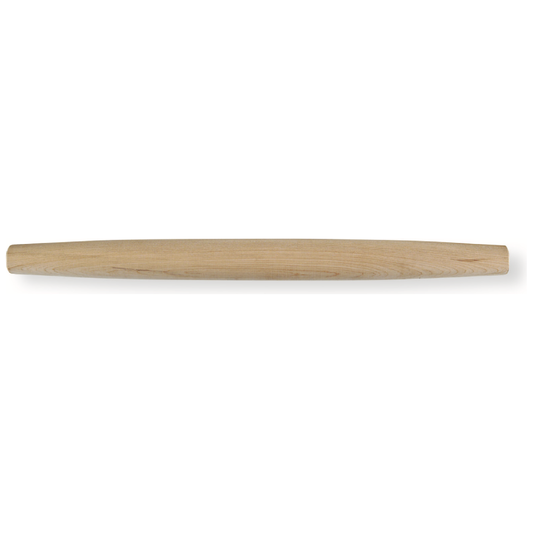 French Tapered Wood Rolling Pin crafted from solid natural wood.