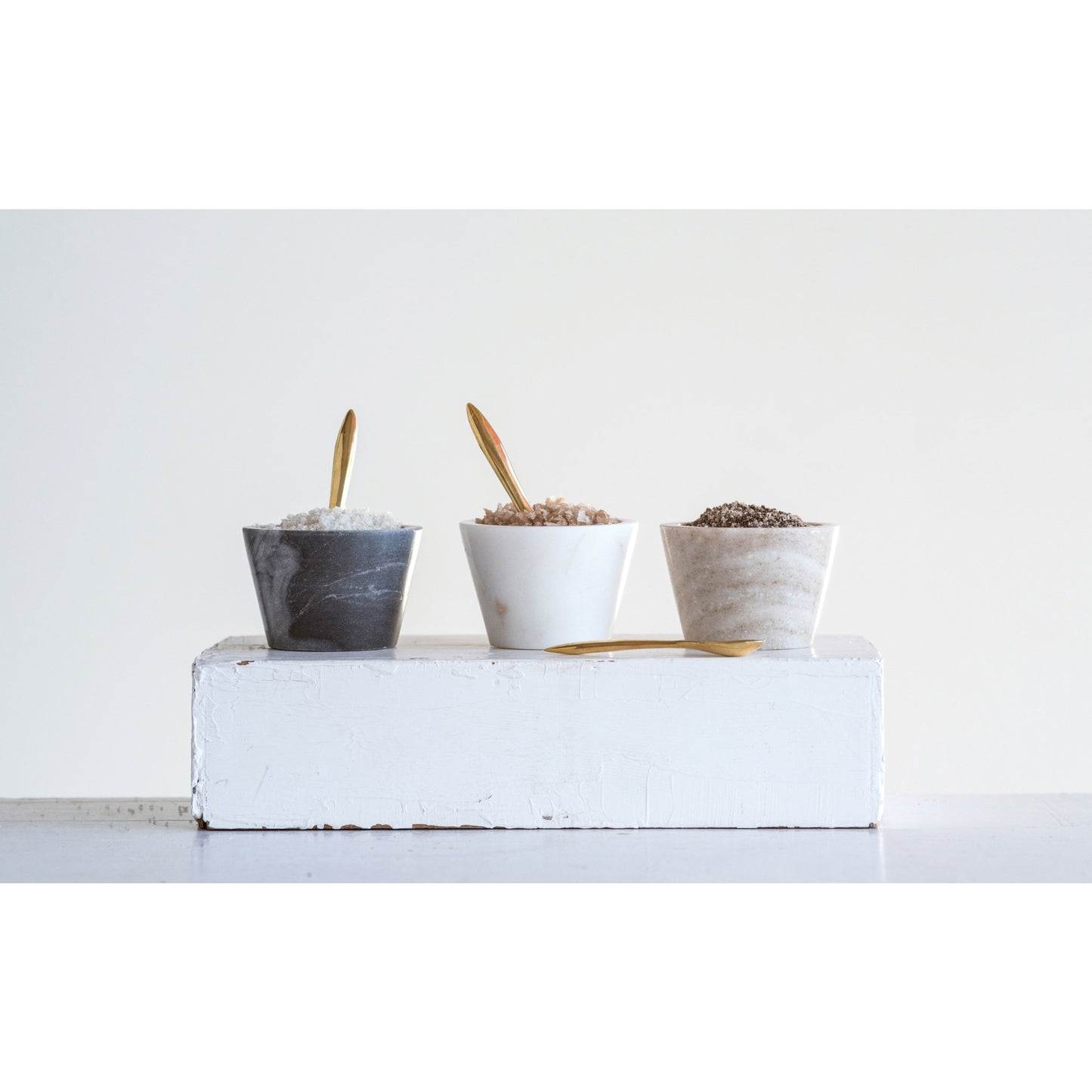Marble seasoning bowl displayed on a kitchen countertop for everyday cooking and entertaining.