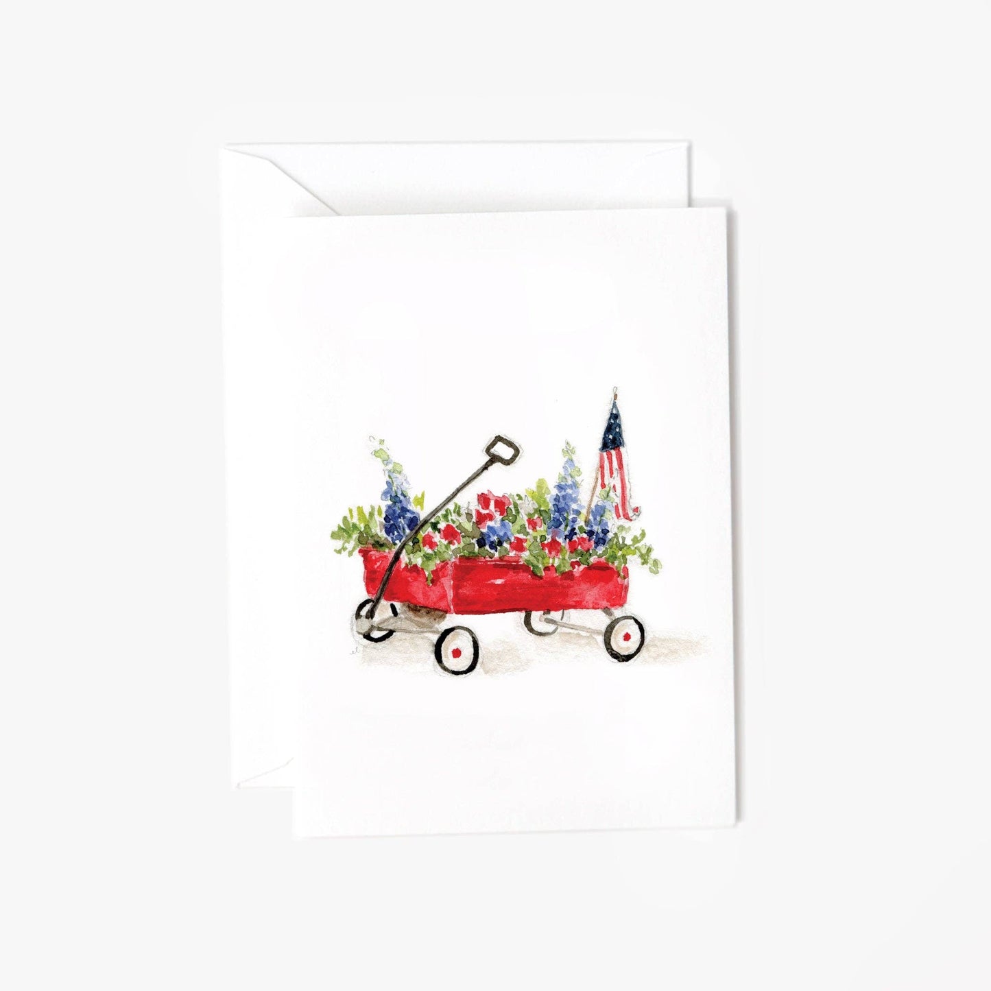 Red Wagon mini enclosure card featuring original watercolor artwork by Emily Lex.