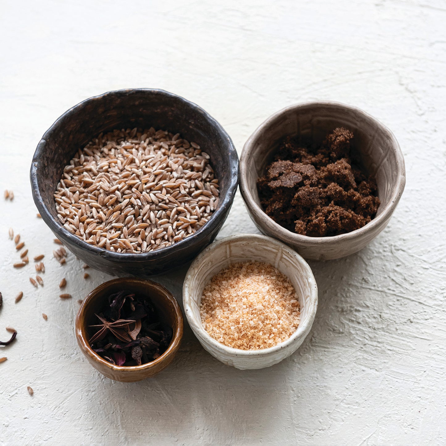 Matte Textured Stoneware Nesting Bowls - Set of 4