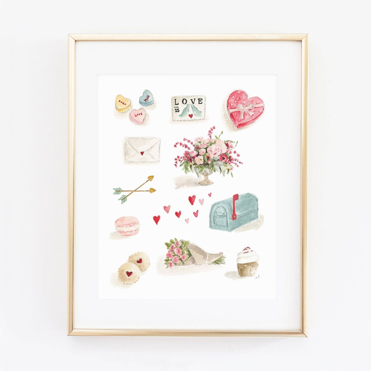 Valentine Watercolor Art Print featuring original seasonal artwork by Emily Lex.