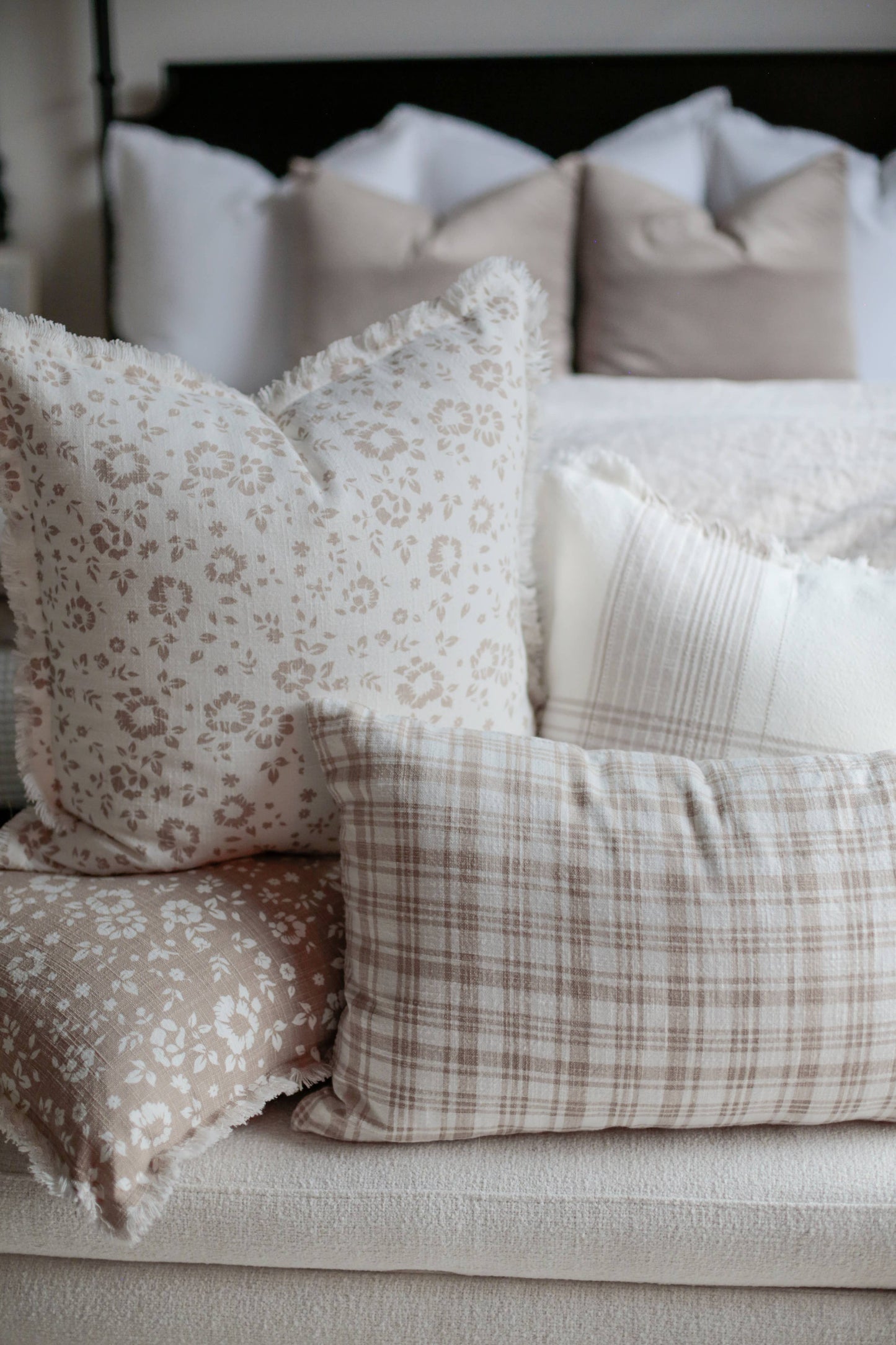 Fleur & Fray Brown Plaid Lumbar Pillow | 16" × 26"