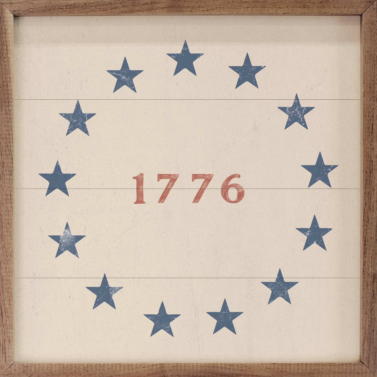 1776 Americana Wall Art with Stars – White