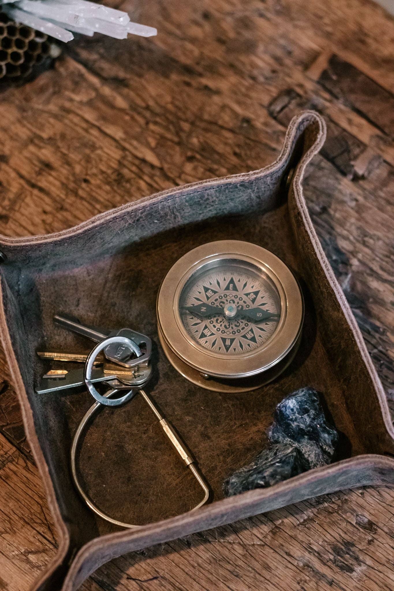 Distressed Brown Leather Catchall