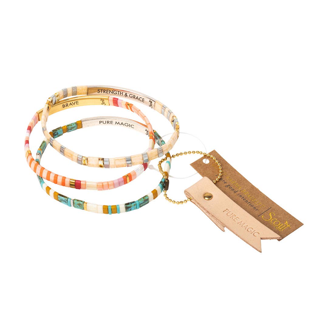 Good Karma Miyuki Bracelet - Aqua Multi/Gold