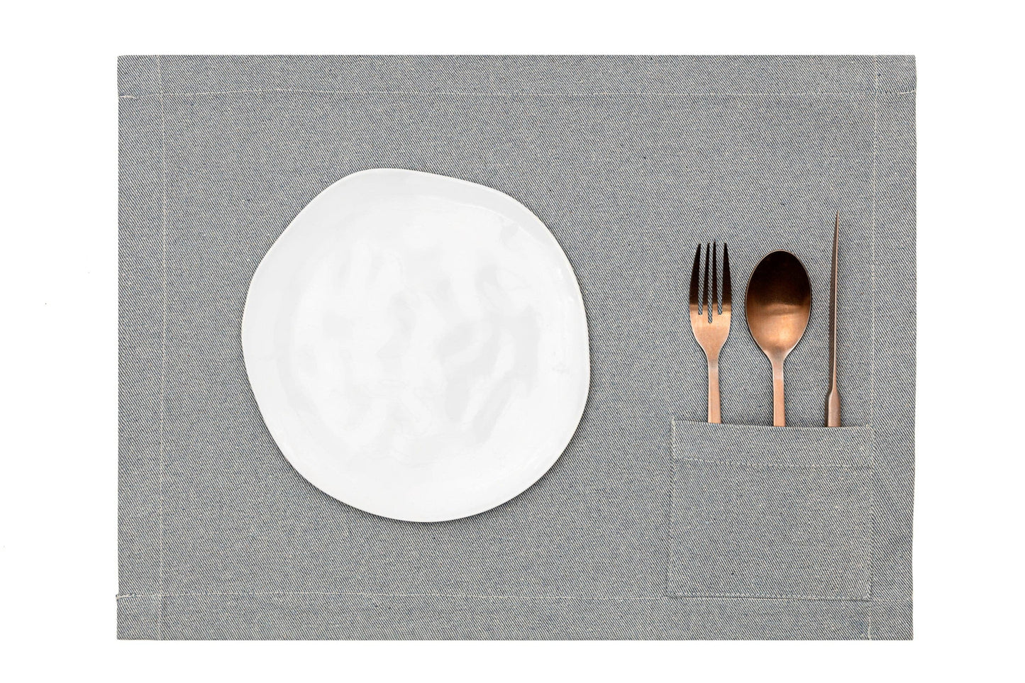 Set of 4 Denim Placemats with Pocket