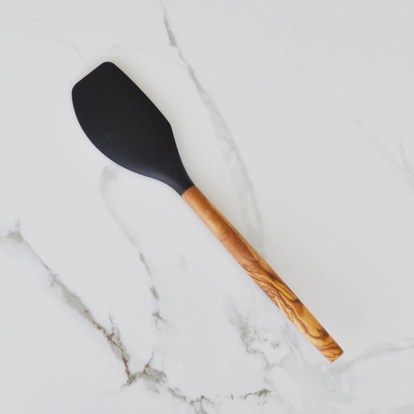 Silicone Spatula (Black) with Olive Wood Handle 12"