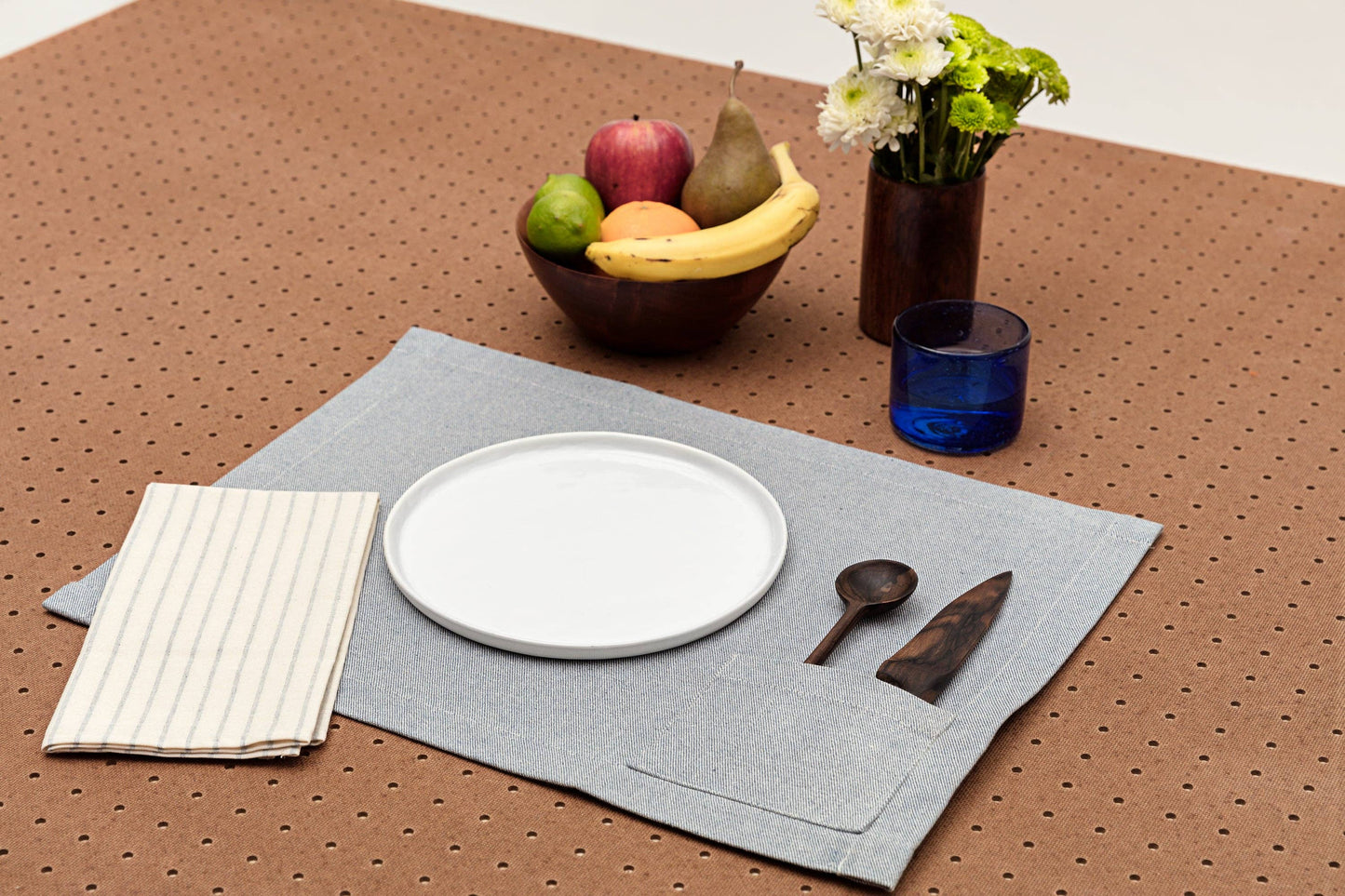 Set of 4 Denim Placemats with Pocket