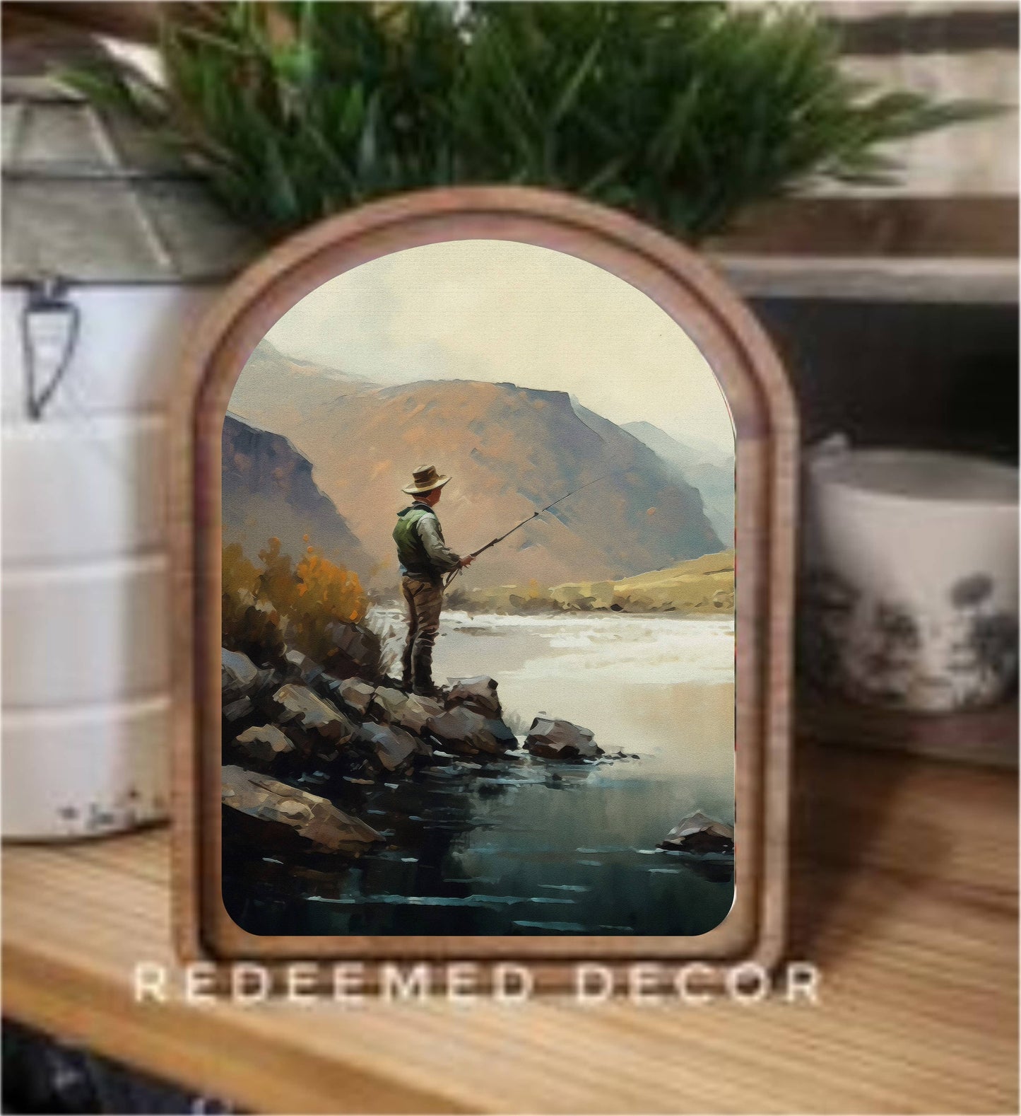 Arch Top Fisherman Framed Art | 6" x 8"