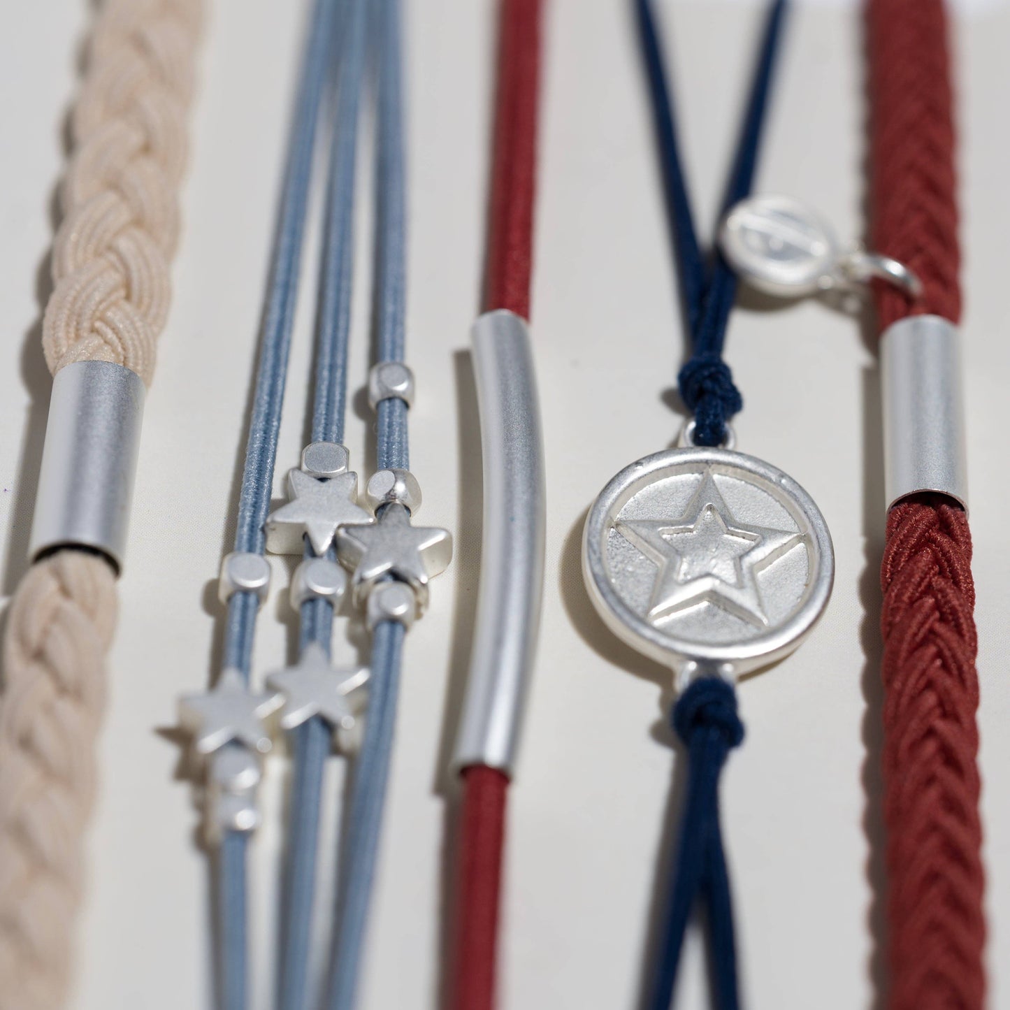 Brave Hair Tie Bracelet Set – Red, White & Blue | Medium