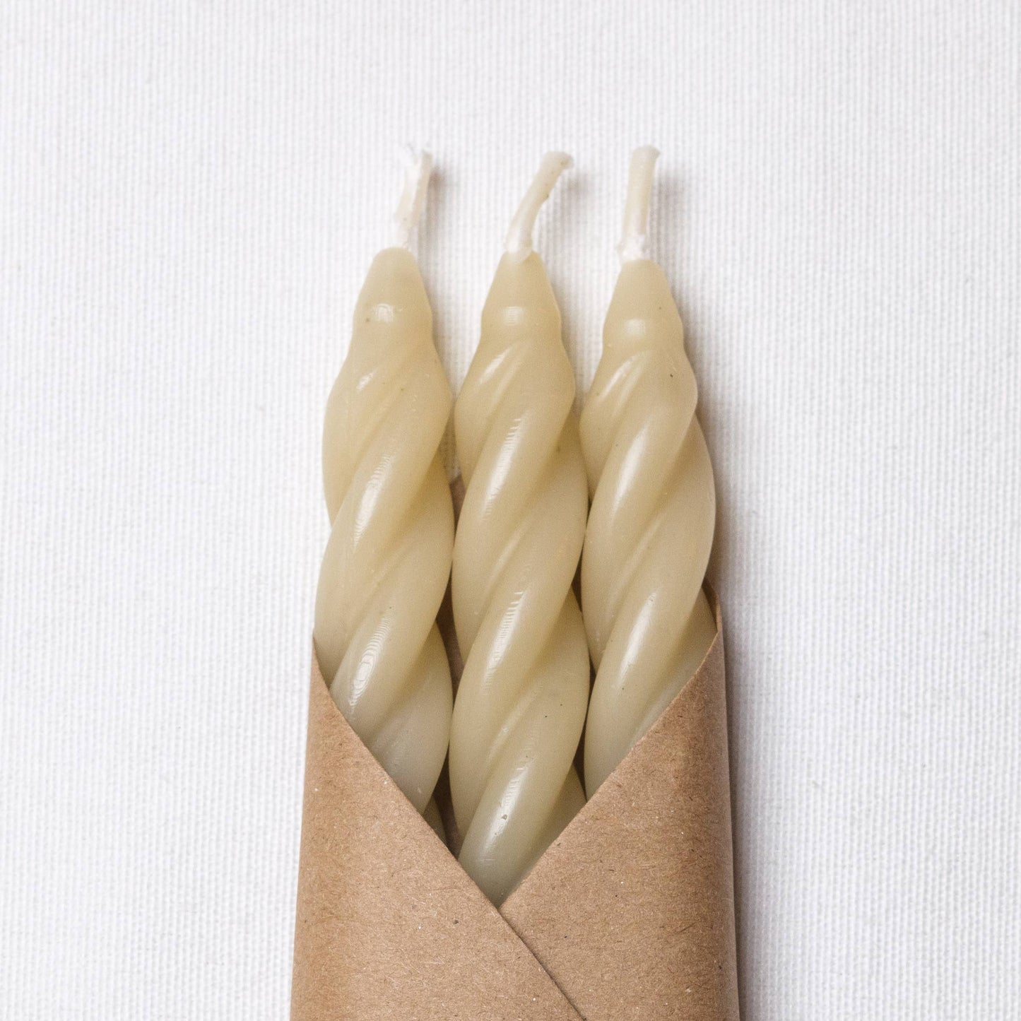 Sand Spiral Beeswax Taper Candles | Set of 3