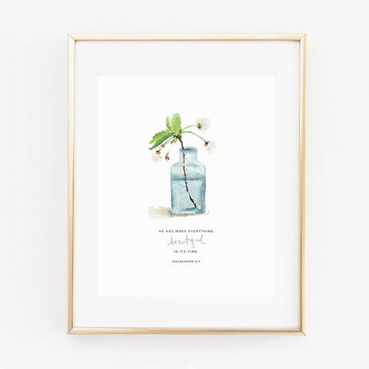 Ecclesiastes 3:11 cherry blossom scripture print