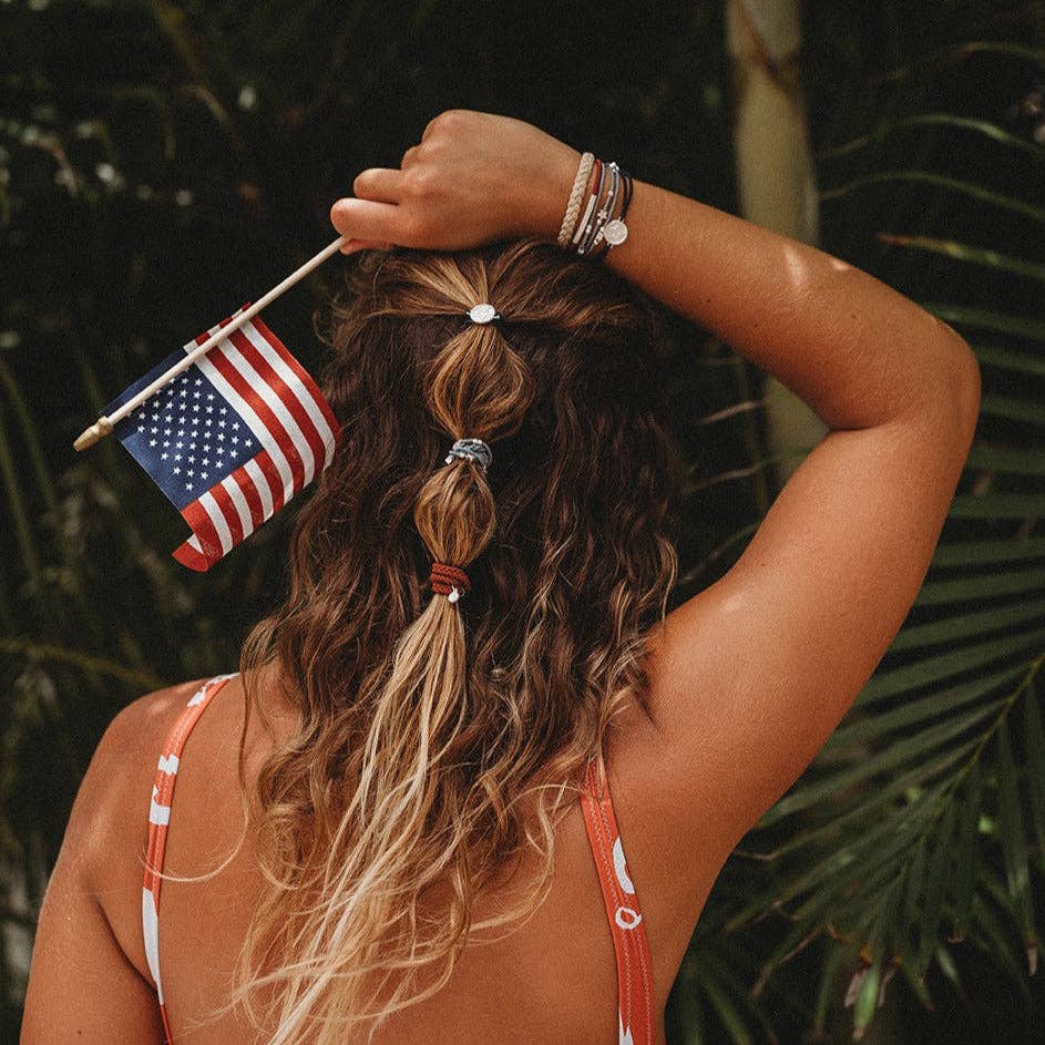 Brave Hair Tie Bracelet Set – Red, White & Blue | Medium