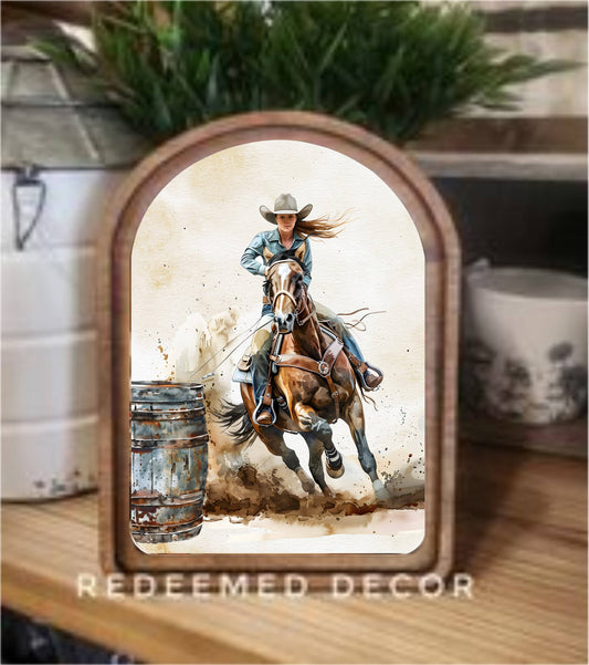 Arch Top Barrel Racer Framed Art  : 8.25x11"