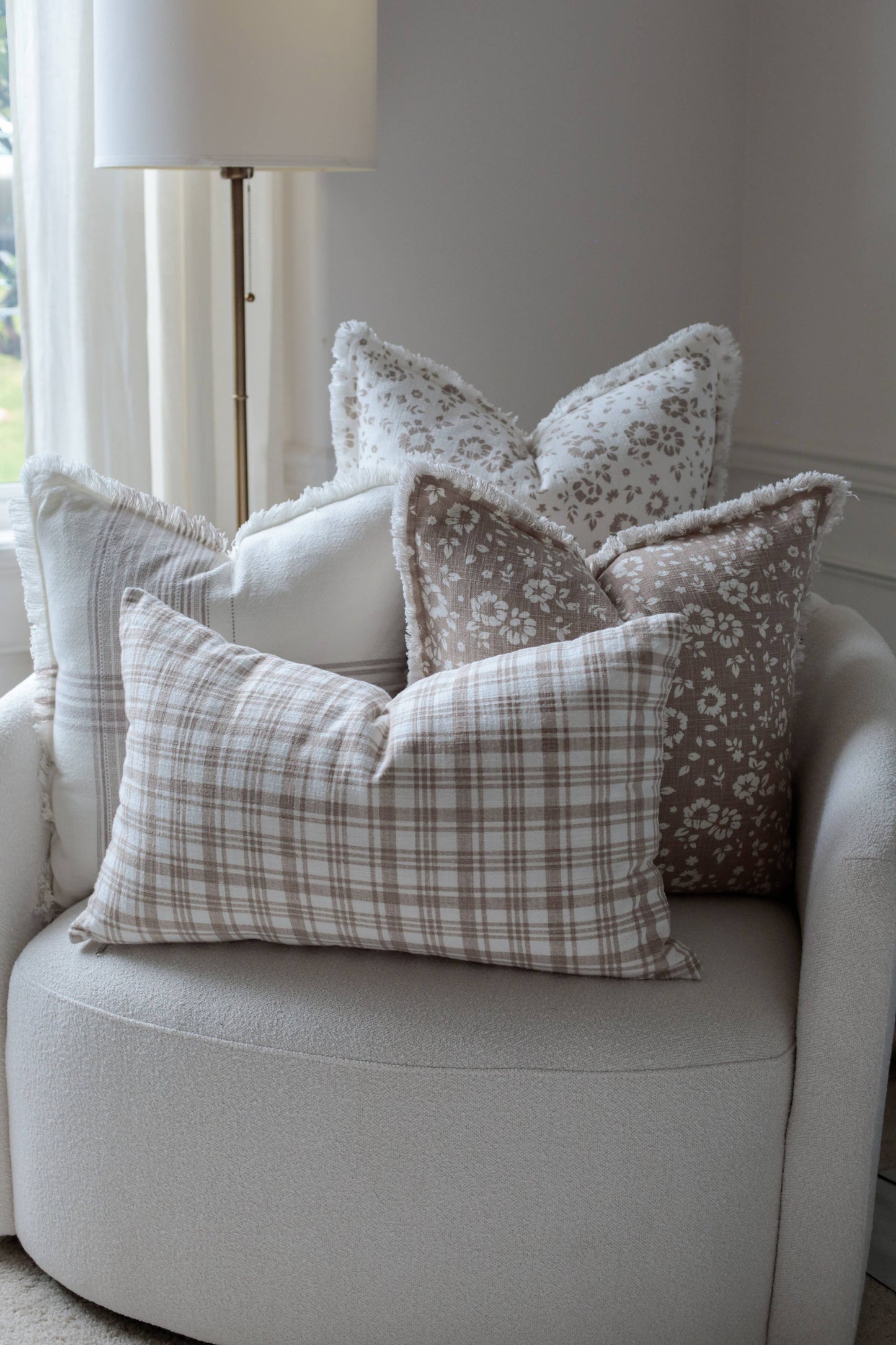 Fleur & Fray Brown Plaid Lumbar Pillow | 16" × 26"