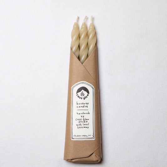 Sand Spiral Beeswax Taper Candles | Set of 3