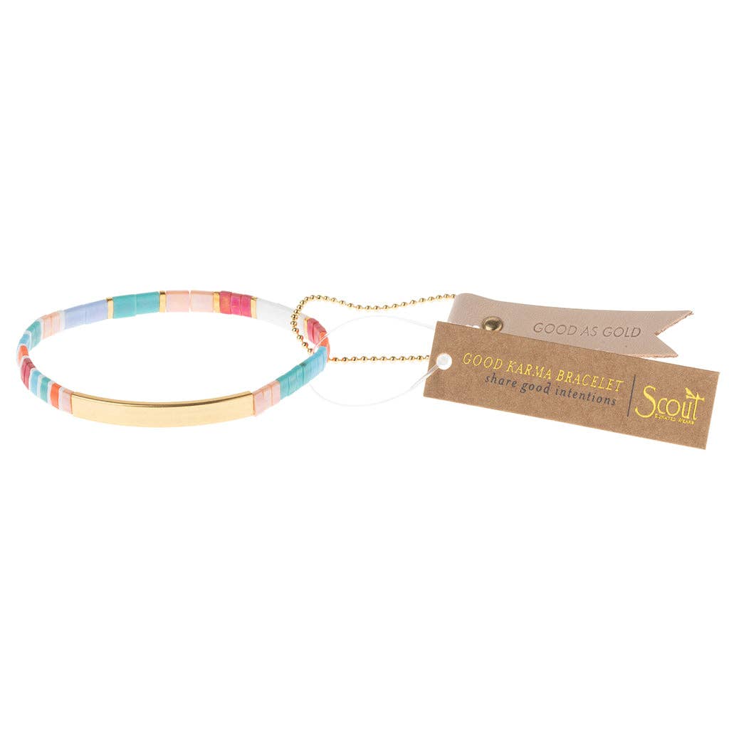 Good Karma Miyuki Bracelet - Aqua Multi/Gold