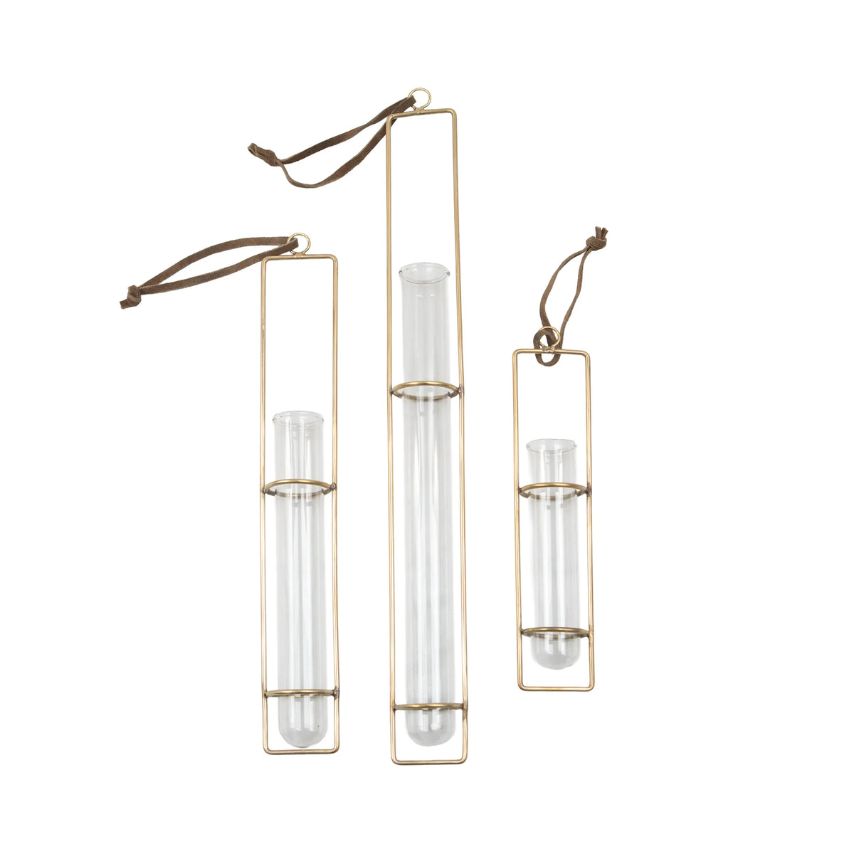 Hanging Glass Tube Vases – Set of 3