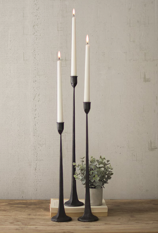 Cast Iron Taper Candle Holders, Set of 3