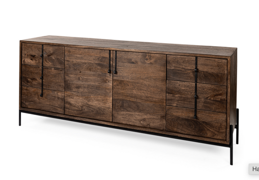 Glenn Dark Brown Wood with Black Iron Sideboard