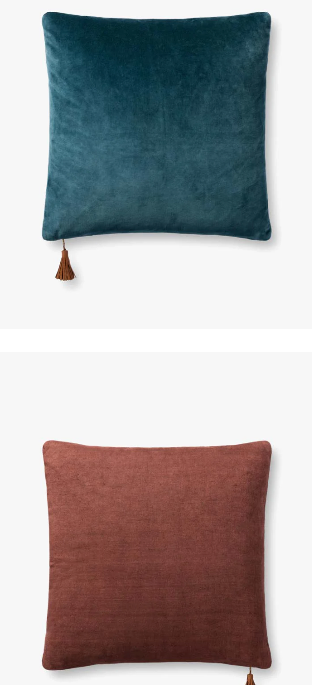 Navy/Coffee Down Pillow 18" x 18"