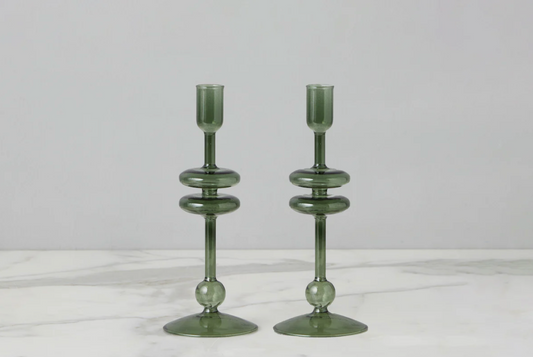 Emerald Glass Candlestick, Small