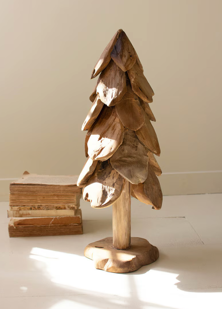 Rustic Teak Decorative Christmas Tree | Small
