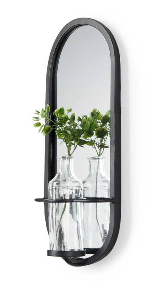 Katherine Wall Mounted Mirror With Glass Bottle Vase