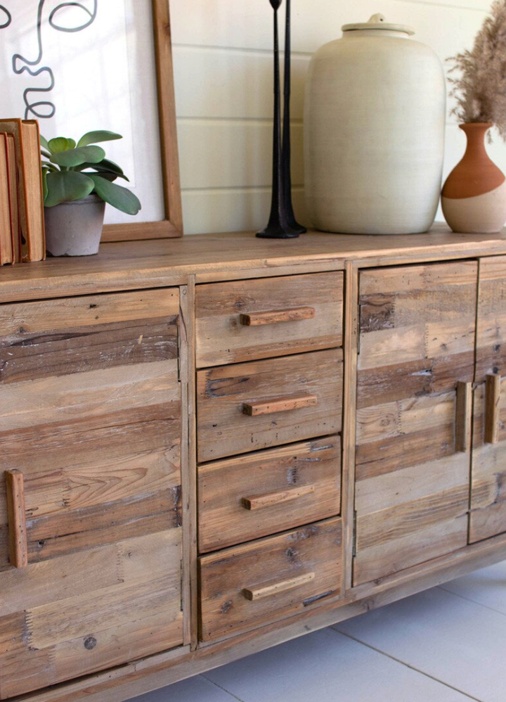 Wooden Chest with Four Doors and Four Drawers