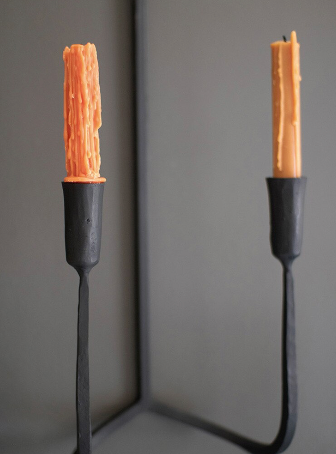 Forged Iron Double Taper Wall Sconce