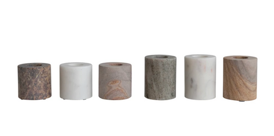 Multi Color Marble Taper Holders - Set of 6