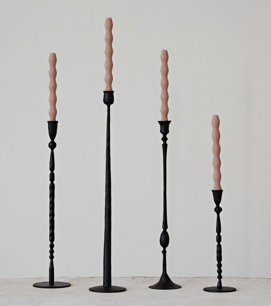 24" Hand-Forged Cast Iron Taper Holder, Black