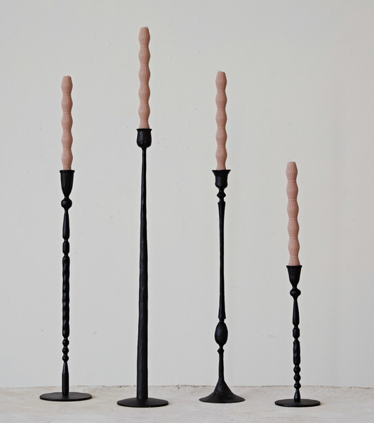 20" Hand-Forged Cast Iron Taper Holder, Black