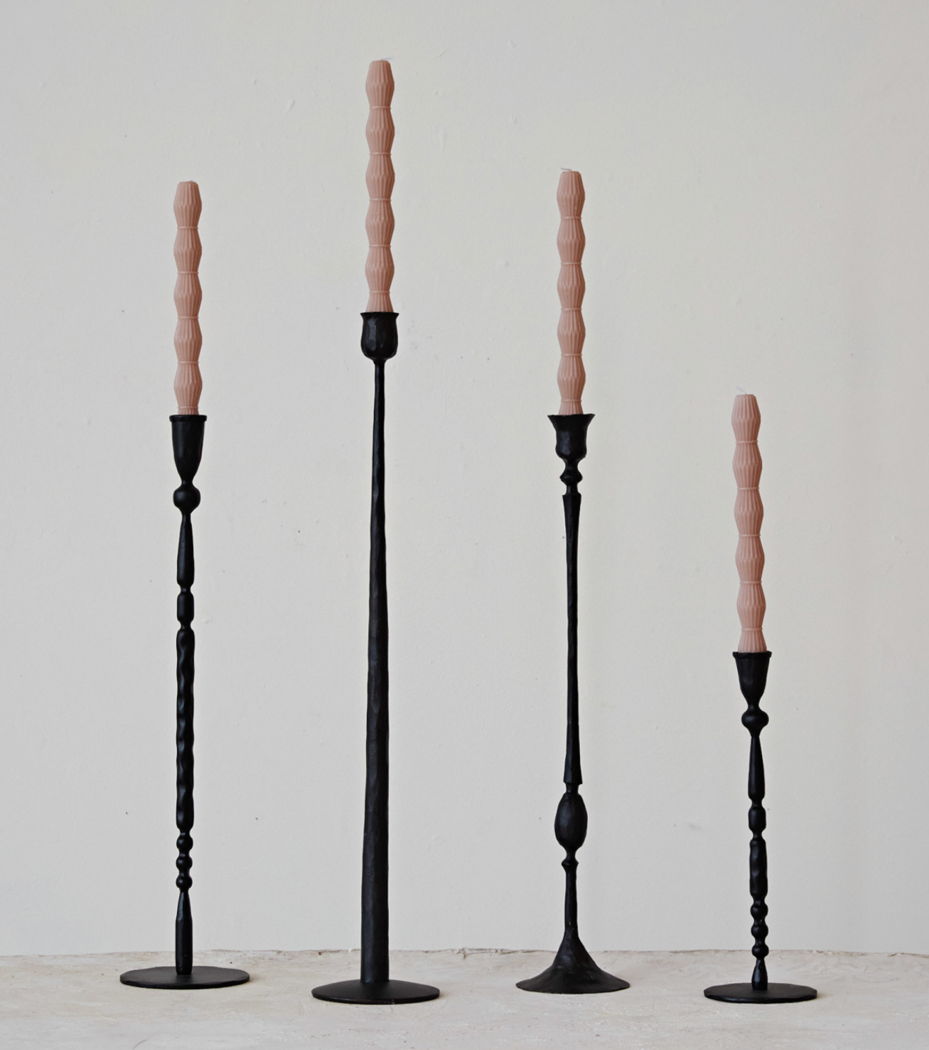 12" Hand-Forged Cast Iron Taper Holder, Black