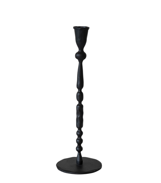 12" Hand-Forged Cast Iron Taper Holder, Black