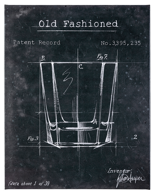 Barware Blueprint I Framed Canvas Art